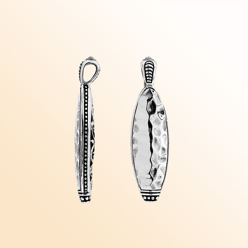 Handcrafted 925 Hammered Silver Oval Pendant