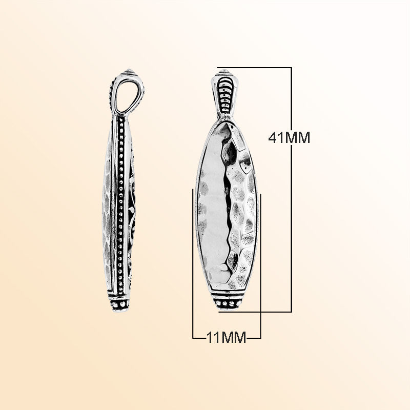Handcrafted 925 Hammered Silver Oval Pendant