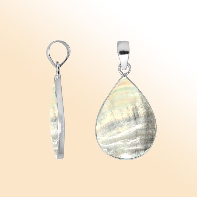 Handcrafted Sterling Silver Jeping Shell Teardrop Pendant From Bali With Polished Finish