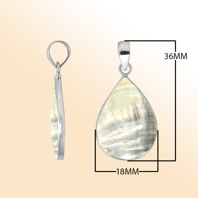 Handcrafted Sterling Silver Jeping Shell Teardrop Pendant From Bali With Polished Finish