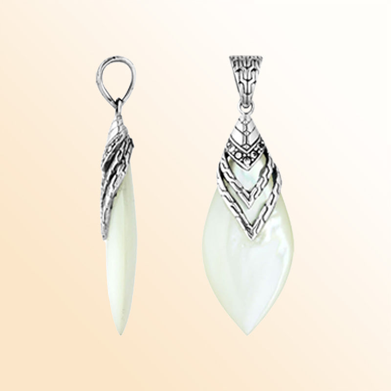 Handcrafted Sterling Silver Mother Of Pearl Layered Elegance Pendant From Bali.