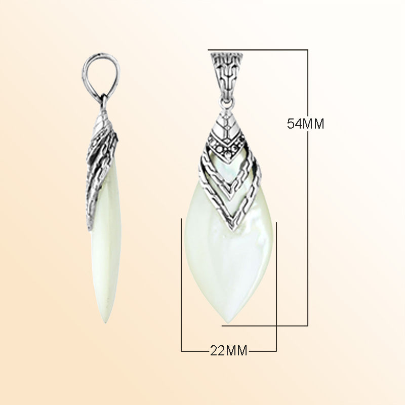 Handcrafted Sterling Silver Mother Of Pearl Layered Elegance Pendant From Bali.