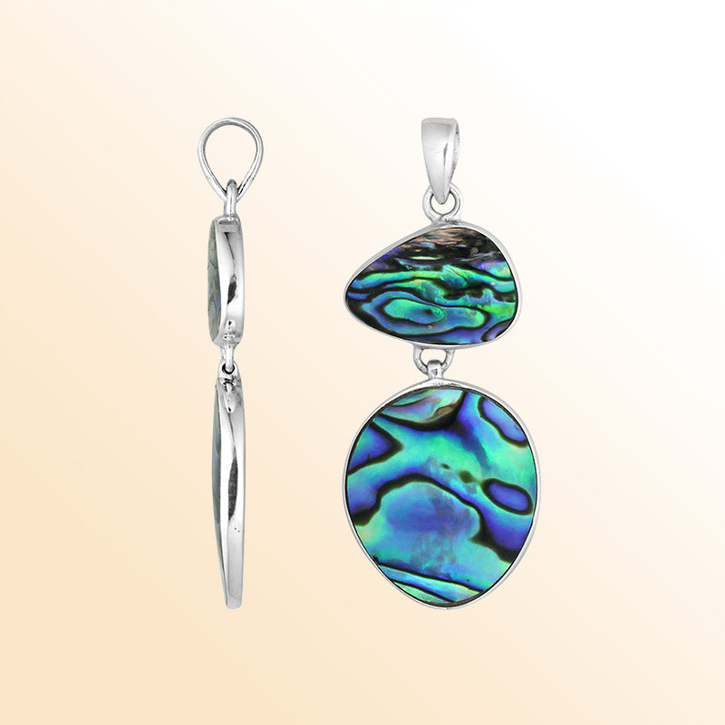 Handcrafted Sterling Silver Abalone Shell Dual Harmony Pendant From Bali.