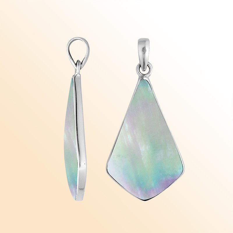 Handcrafted Sterling Silver Graceful Abstract Mother Of Pearl Pendant From Bali.