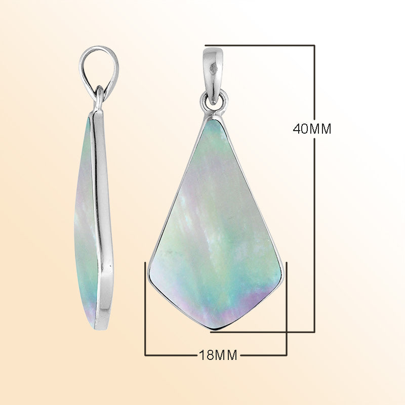 Handcrafted Sterling Silver Graceful Abstract Mother Of Pearl Pendant From Bali.