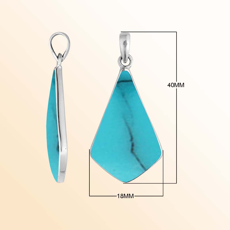 Sterling silver Shadow Crest pendant with smooth Turquoise Shell inlay and bold sculptural shield silhouette