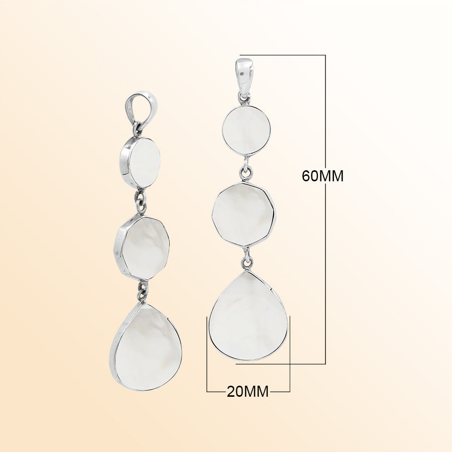 Handcrafted Sterling Silver Cascading Mother Of Pearl Pendant From Bali.