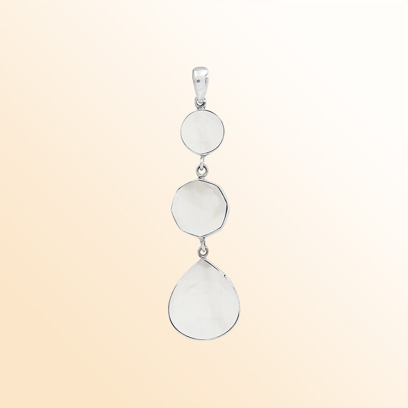 Handcrafted Sterling Silver Cascading Mother Of Pearl Pendant From Bali.