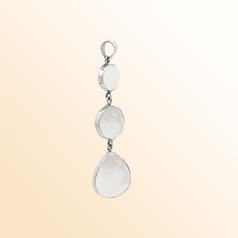 Handcrafted Sterling Silver Cascading Mother Of Pearl Pendant From Bali.