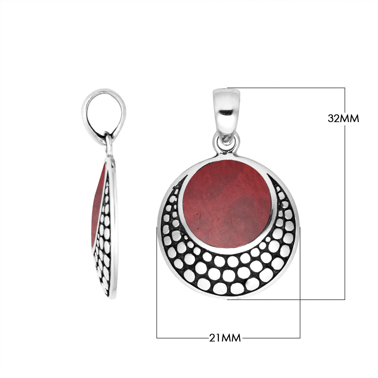 AP-6259-CR Sterling Silver Pendant With Coral