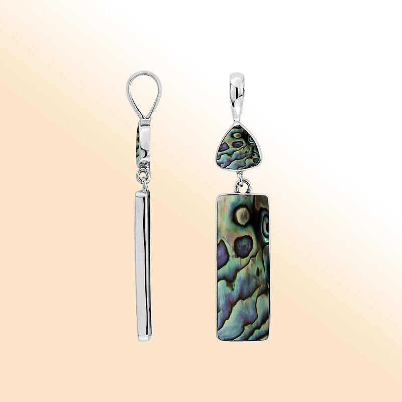 Sterling Silver Earring With Abalone Shell Trillion & Rectangle Dangle