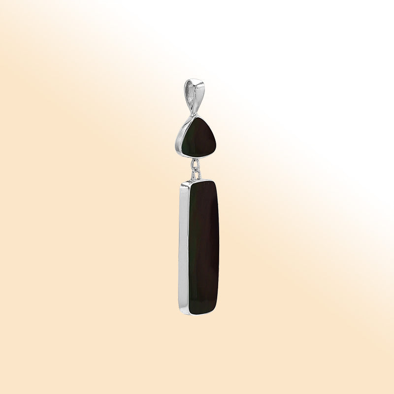 Sterling Silver Earring With Black Shell Trillion & Rectangle Dangle Handcrafted In Bali
