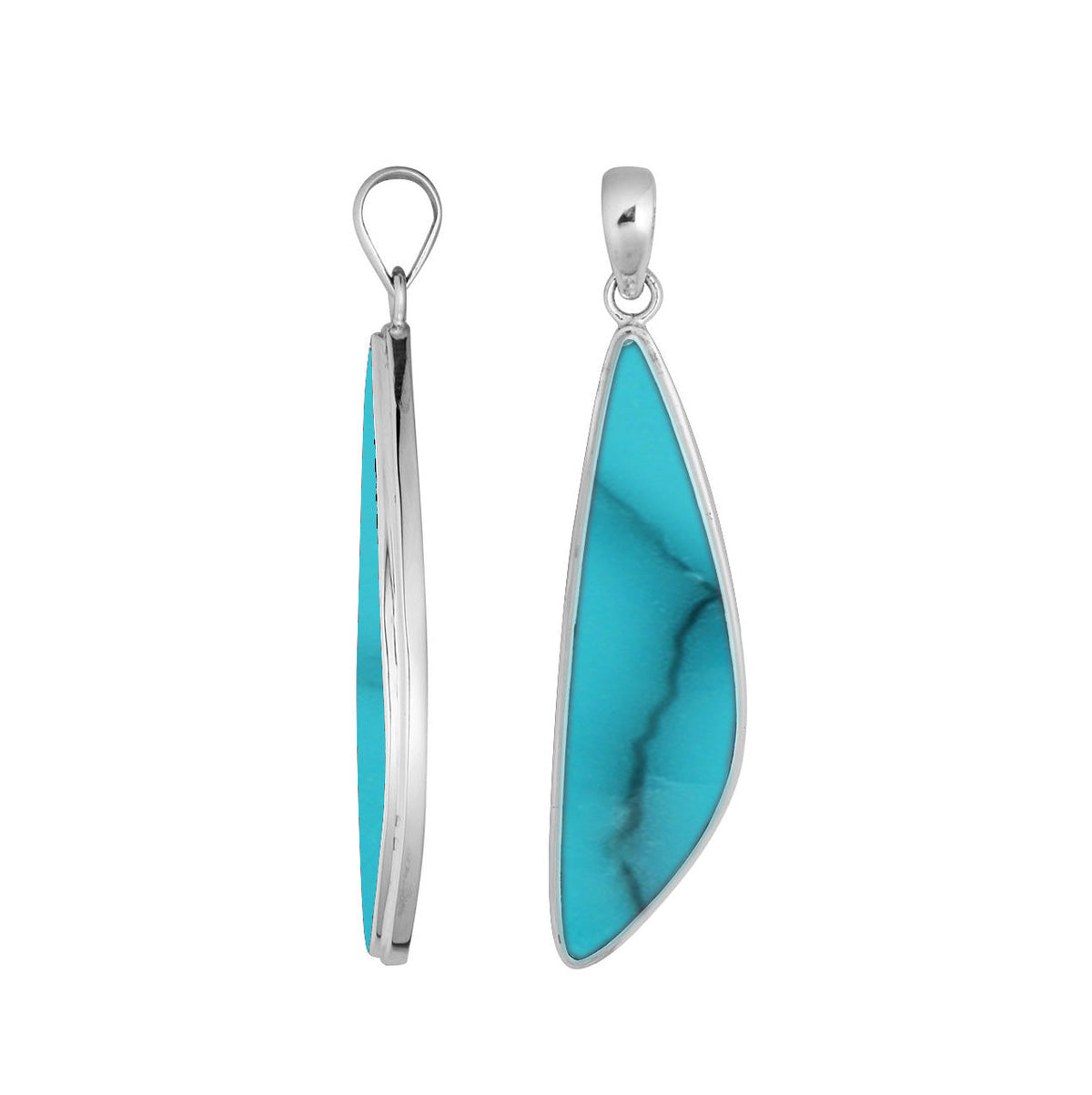 AP-6286-TQ Sterling Silver Pendant With Turquoise Shell
