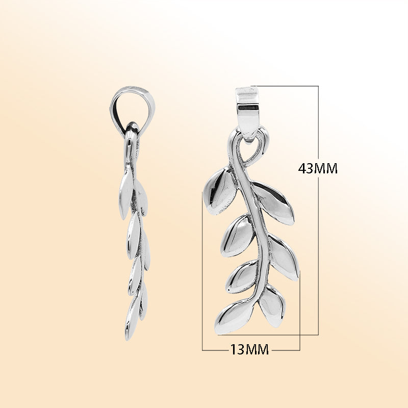 An elegant sterling silver leaf vine pendant handcrafted with polished detailing and organic Balinese artistry for timeless style.