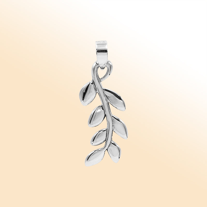 An elegant sterling silver leaf vine pendant handcrafted with polished detailing and organic Balinese artistry for timeless style.