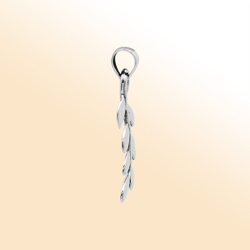 An elegant sterling silver leaf vine pendant handcrafted with polished detailing and organic Balinese artistry for timeless style.