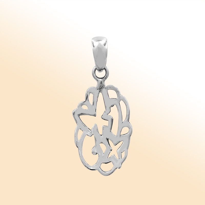 Elegant sterling silver butterfly cluster pendant with artistic openwork detailing and high-polish finish.