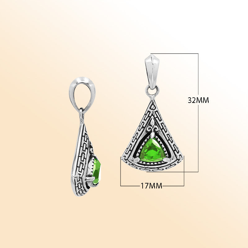 Sterling Silver Peridot Quartz pendant geometric silver jewelry