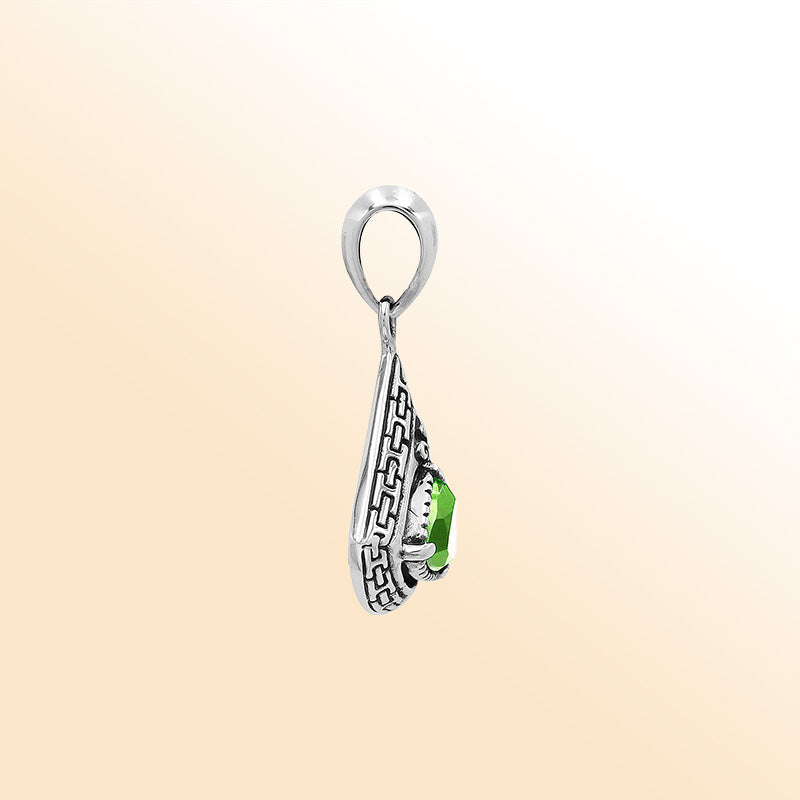Sterling Silver Peridot Quartz pendant geometric silver jewelry