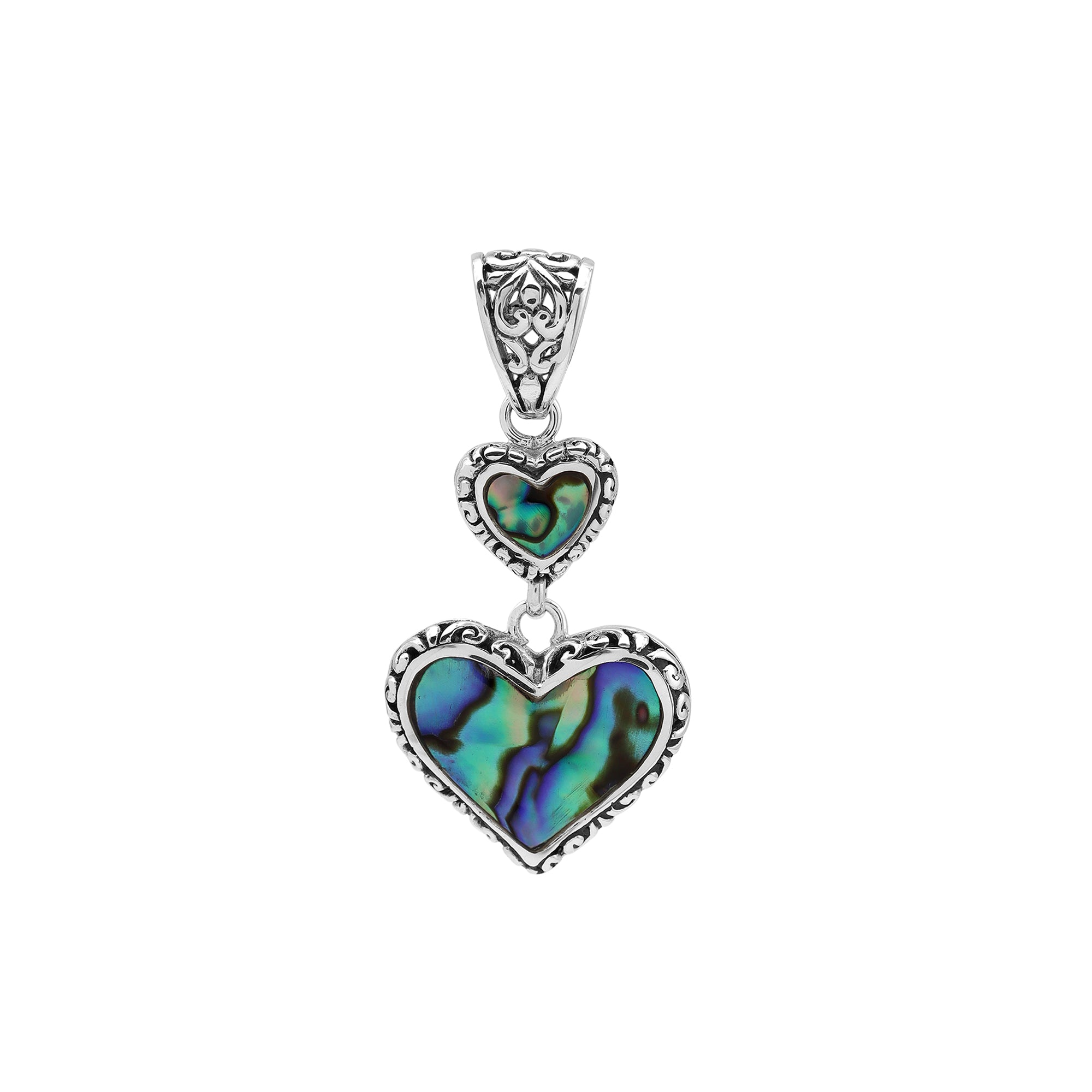 AP-7038-AB Sterling Silver Heart Shape Pendant with Abalone Shell