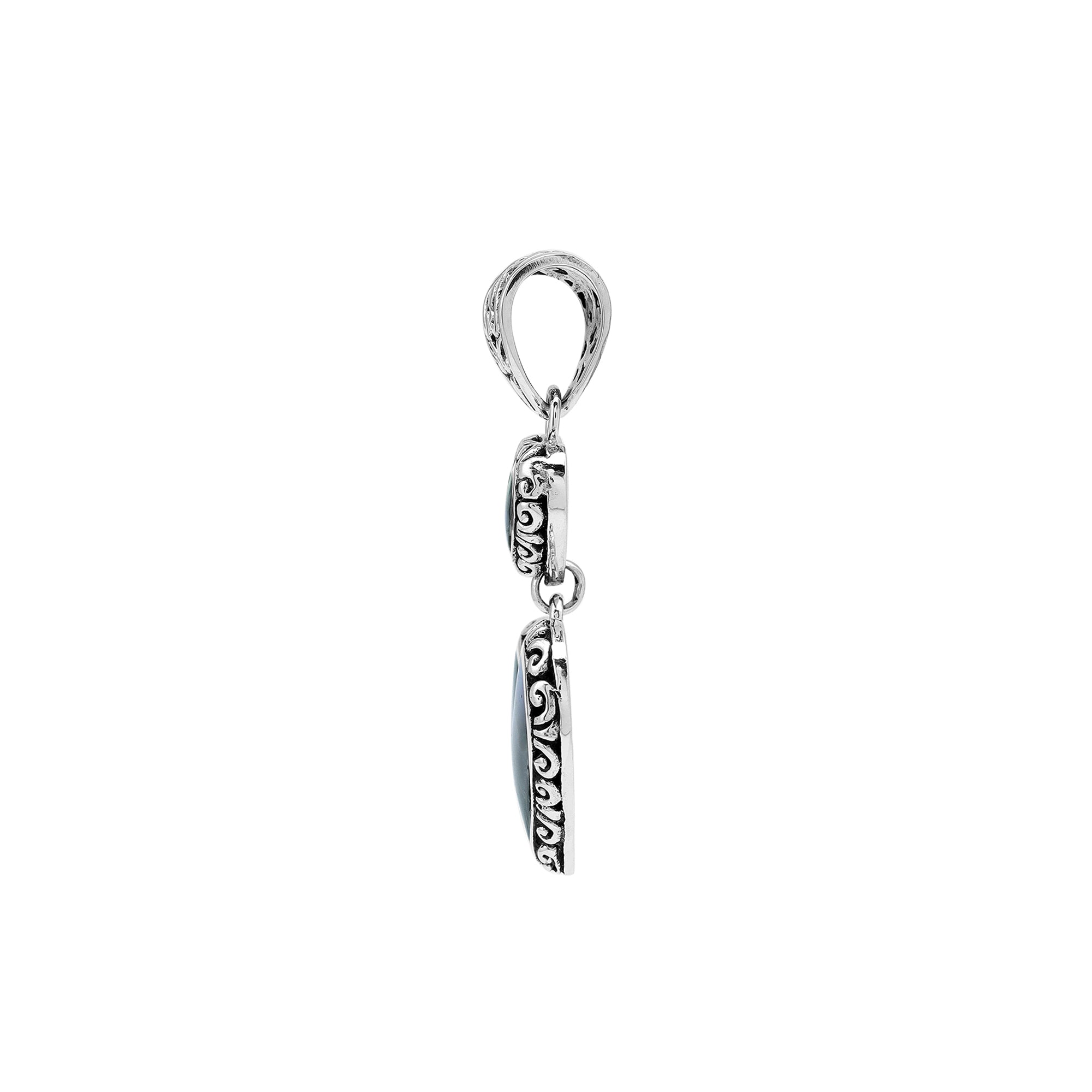 AP-7038-AB Sterling Silver Heart Shape Pendant with Abalone Shell