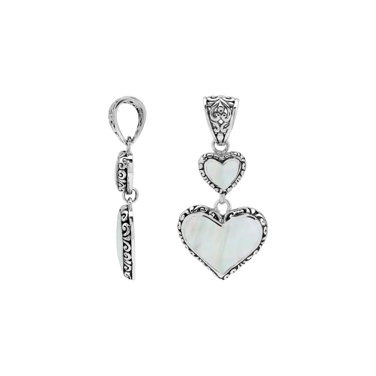 AP-7038-MOP Sterling Silver Heart Shape Pendant with Mother of Pearl