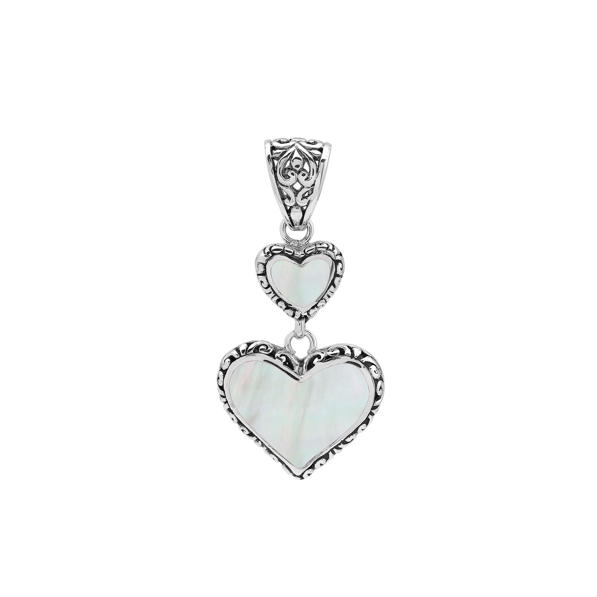 AP-7038-MOP Sterling Silver Heart Shape Pendant with Mother of Pearl