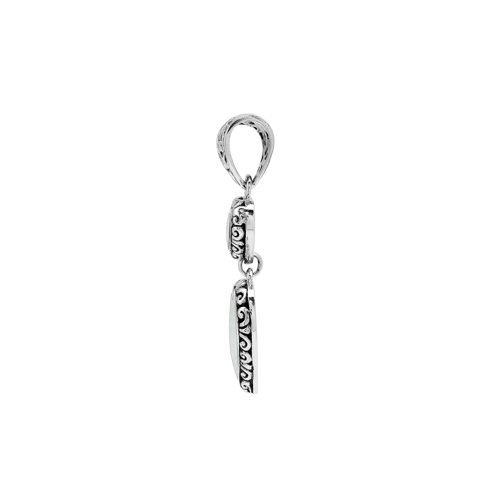 AP-7038-MOP Sterling Silver Heart Shape Pendant with Mother of Pearl