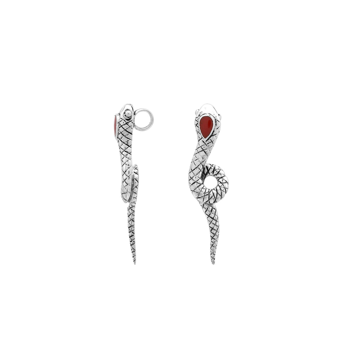 AP-7050-CR Sterling Silver Snake Pendant with Coral