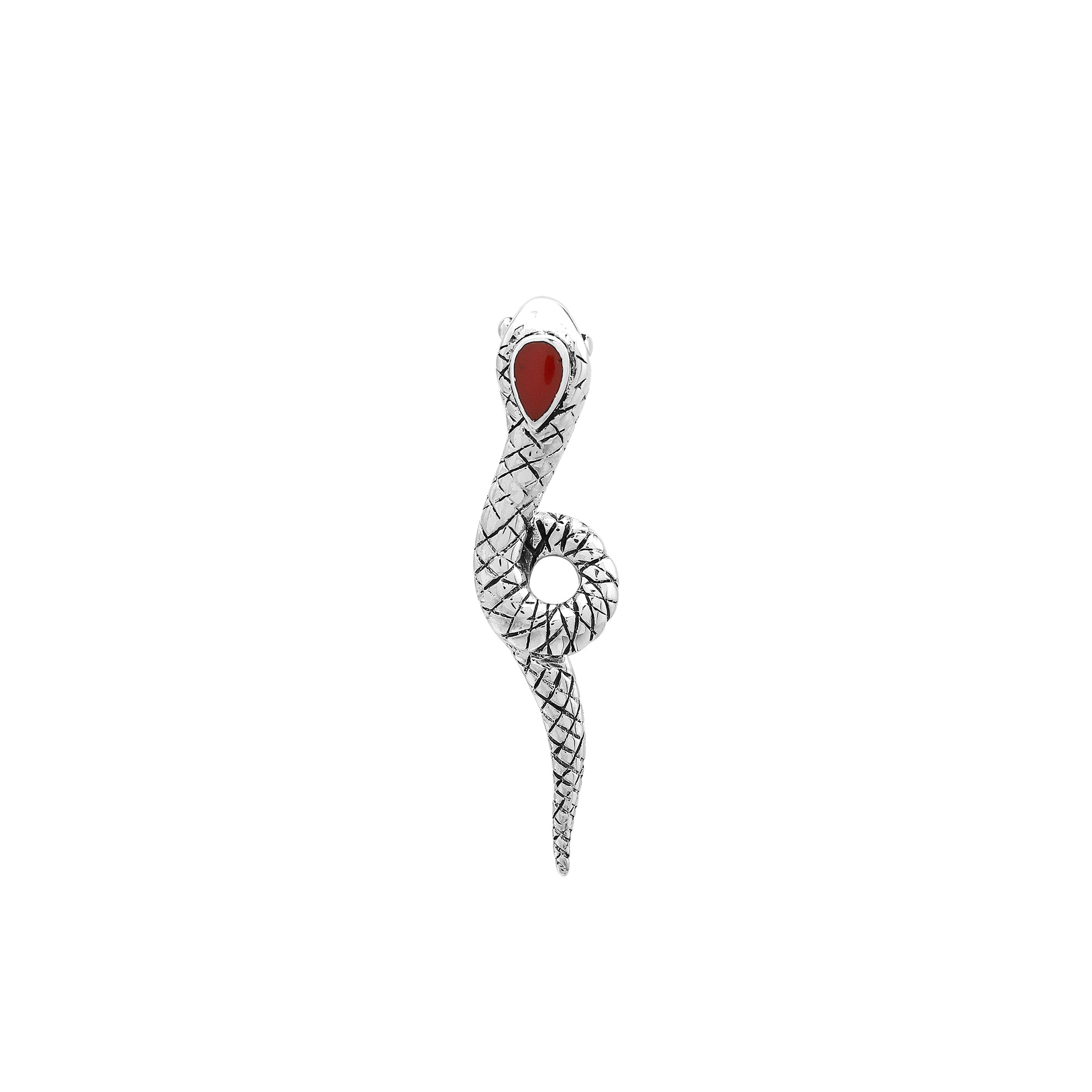 AP-7050-CR Sterling Silver Snake Pendant with Coral