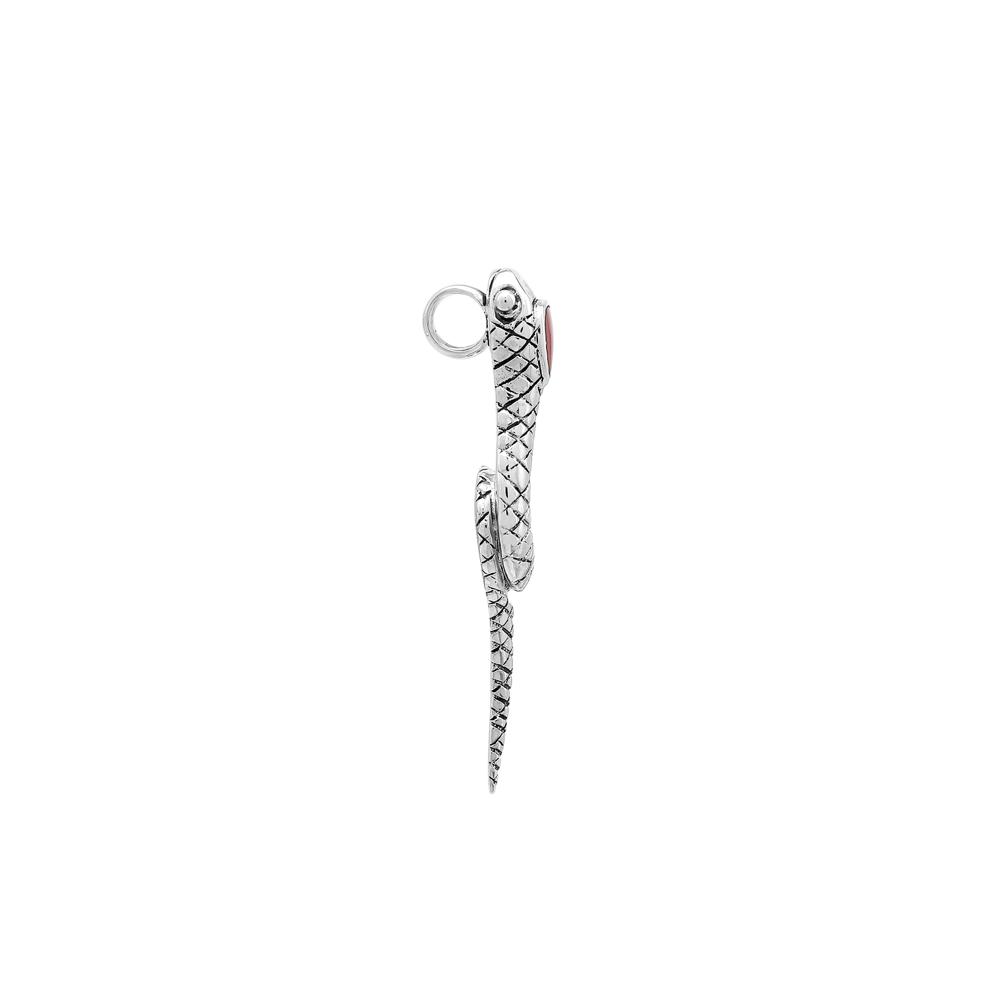 AP-7050-CR Sterling Silver Snake Pendant with Coral