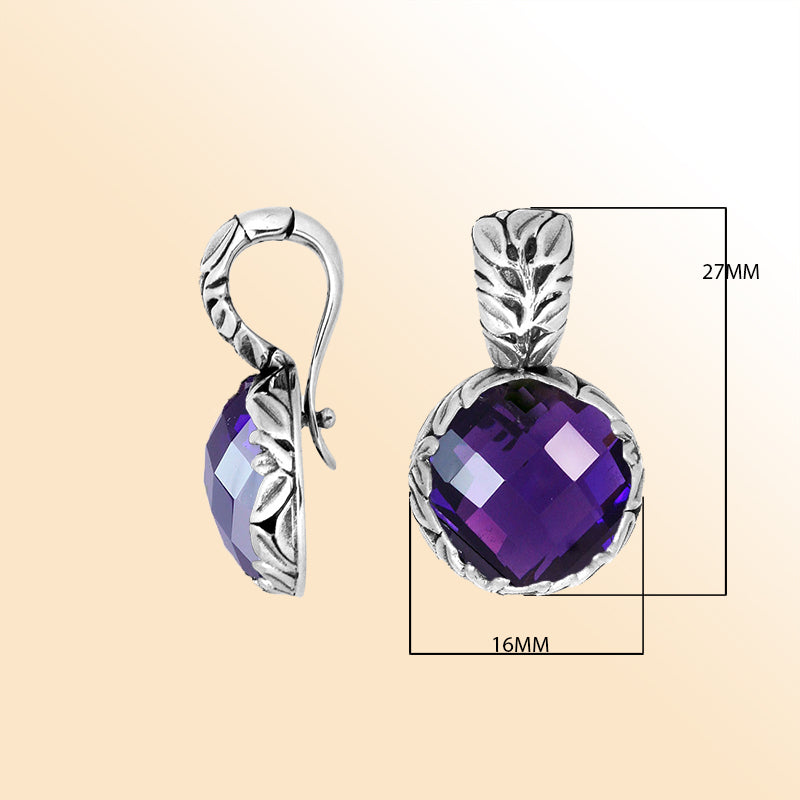 Elegant Sterling Silver Earrings Featuring Amethyst Quartz With Engraved Design