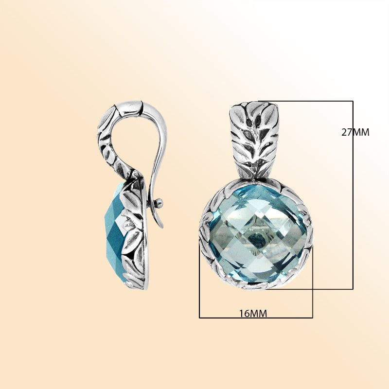 Elegant Sterling Silver Earrings Featuring Blue Topaz Quartz With Engraved Design