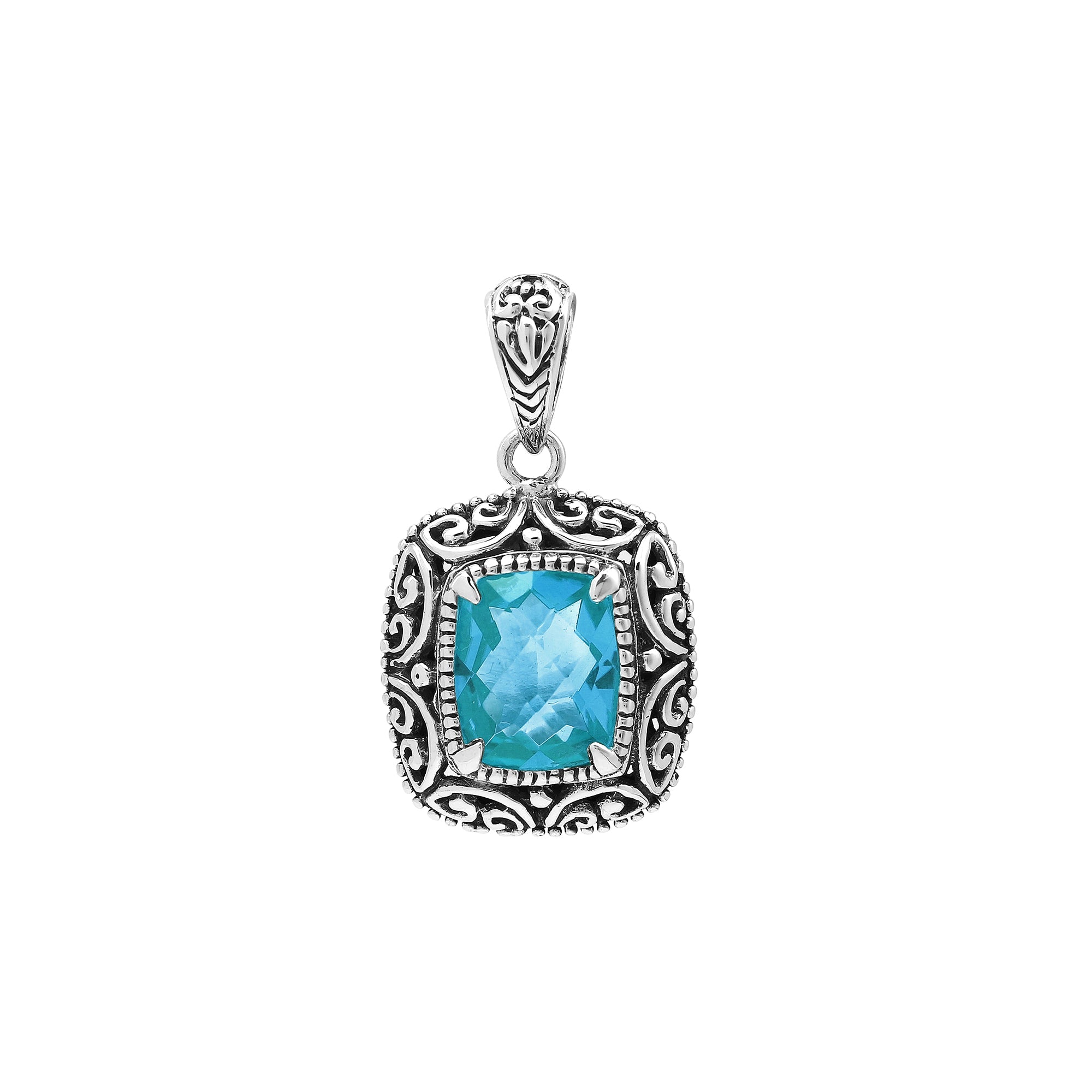 AP-8101-BT Sterling Silver Pendant With Blue Topaz Q.
