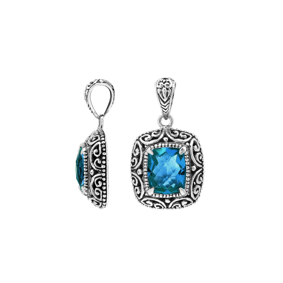 AP-8101-LBT Sterling Silver Pendant With London Blue Topaz Q.
