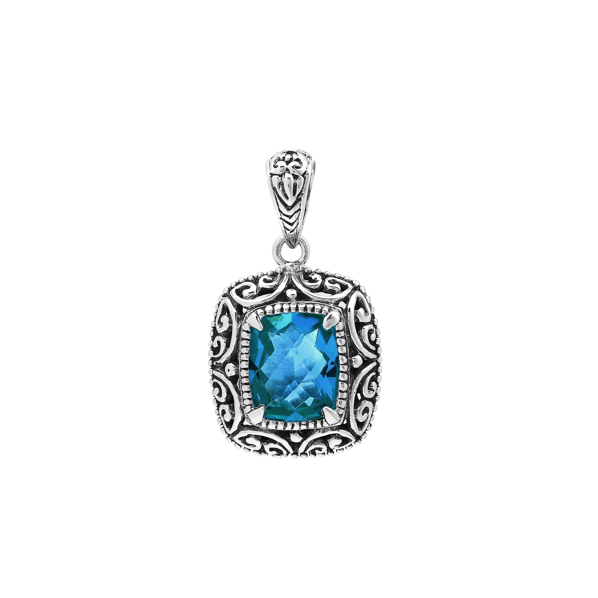 AP-8101-LBT Sterling Silver Pendant With London Blue Topaz Q.