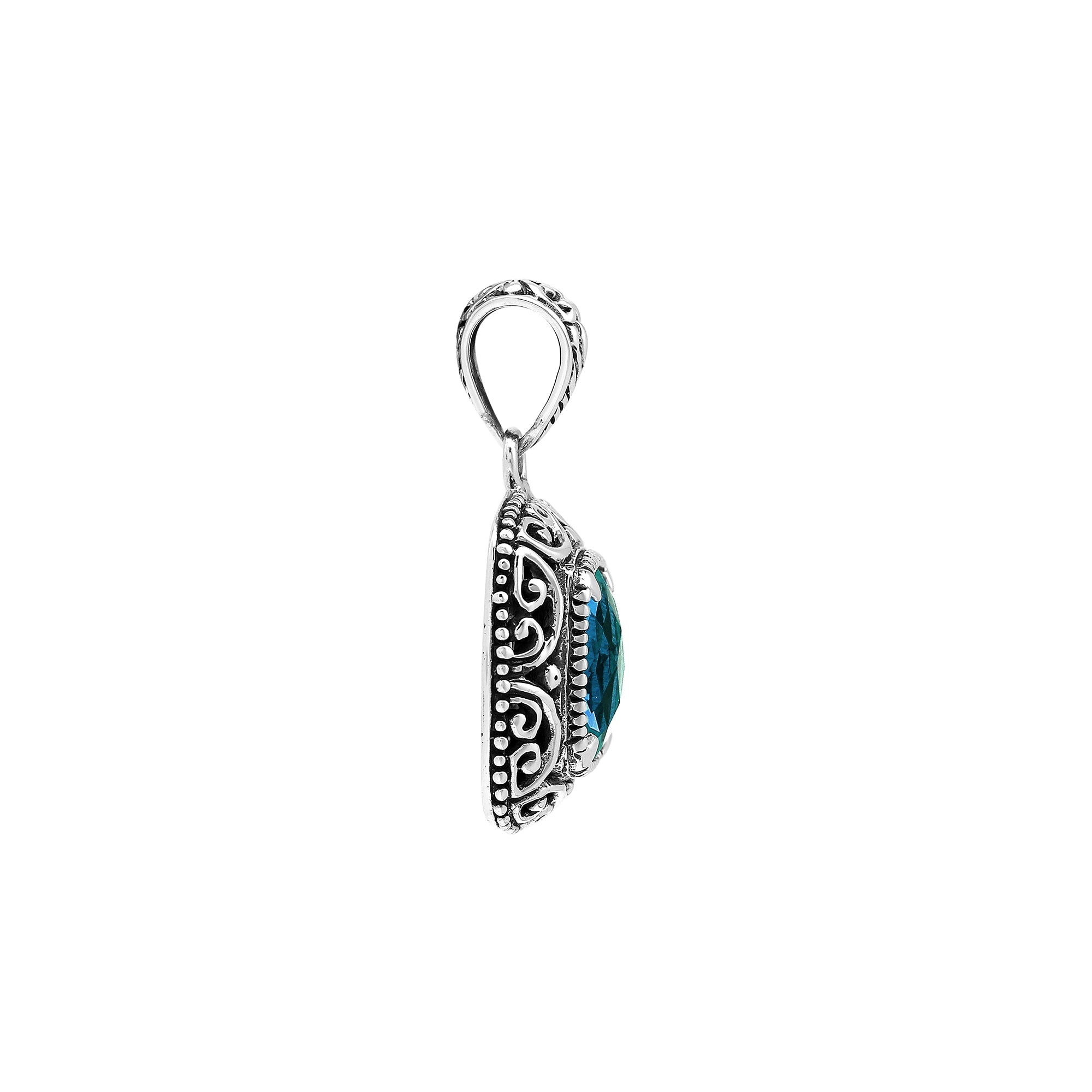 AP-8101-LBT Sterling Silver Pendant With London Blue Topaz Q.
