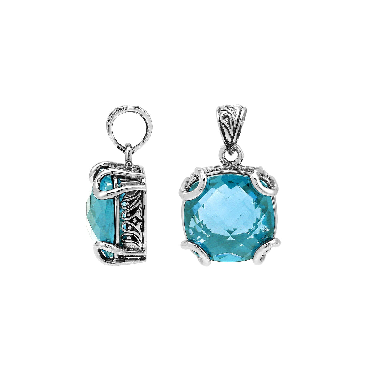 AP-8102-BT Sterling Silver Pendant with Blue Topaz Q.