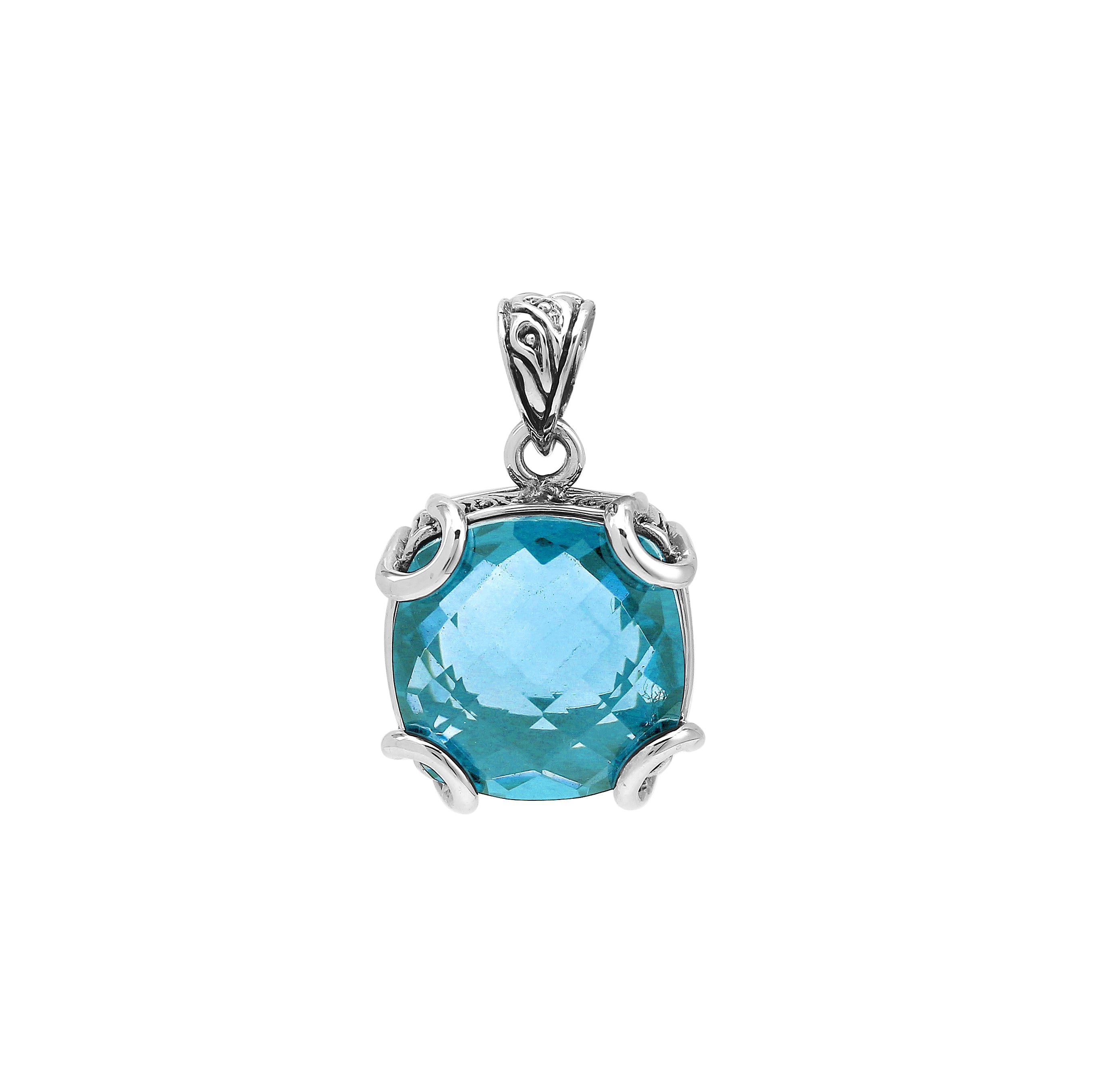 AP-8102-BT Sterling Silver Pendant with Blue Topaz Q.