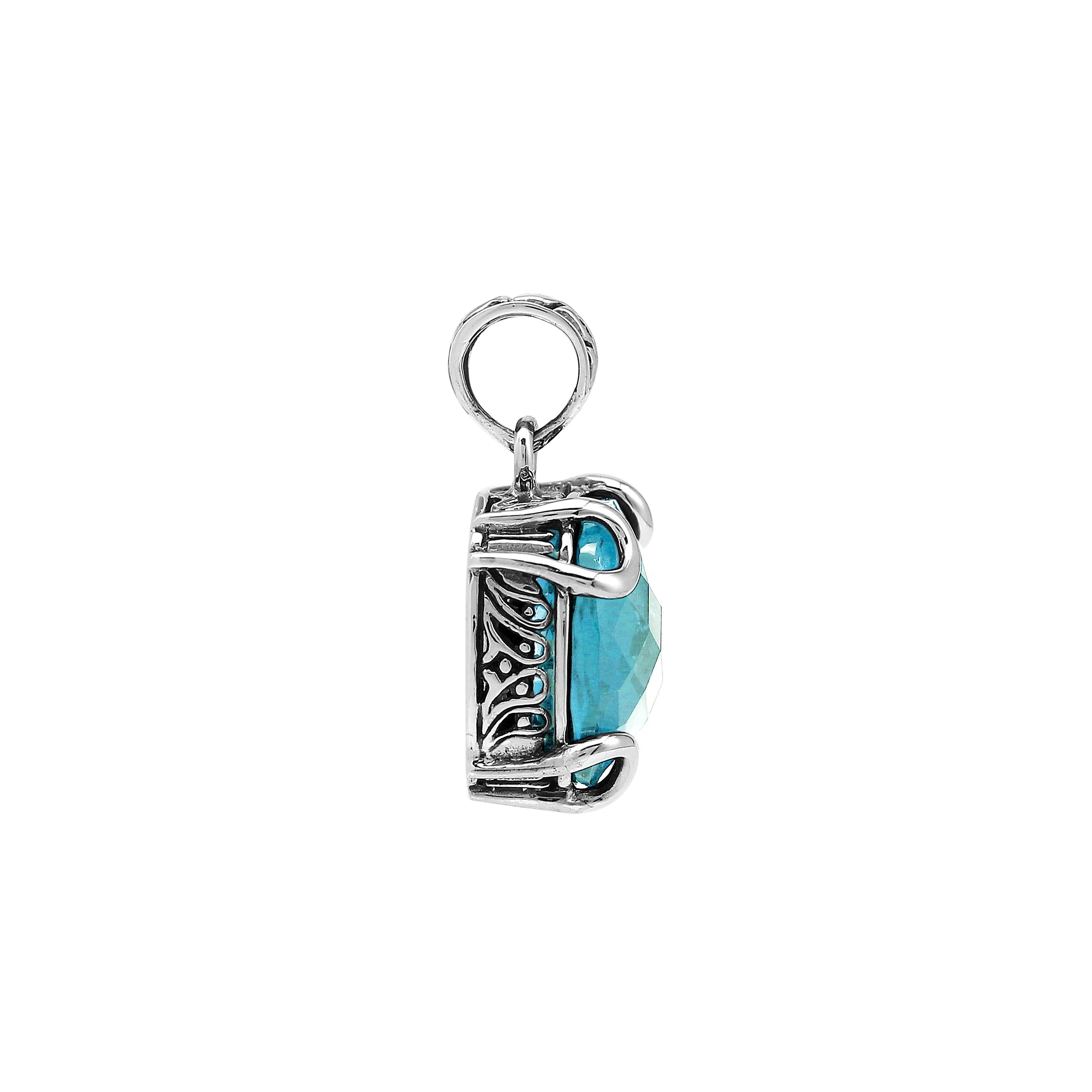 AP-8102-BT Sterling Silver Pendant with Blue Topaz Q.