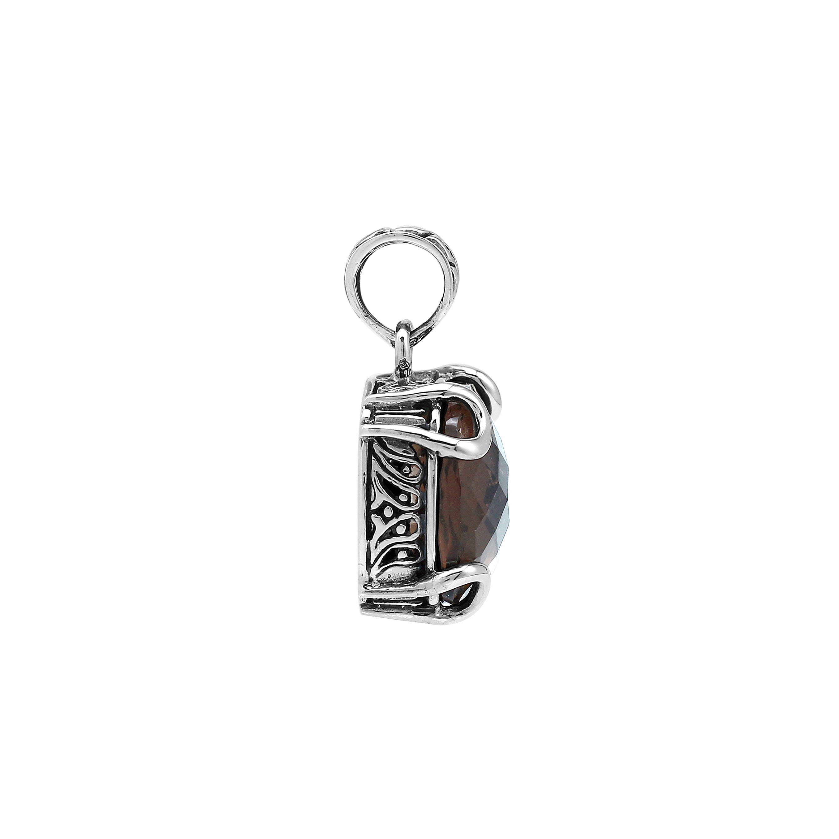 AP-8102-ST Sterling Silver Pendant with Smokey Quartz
