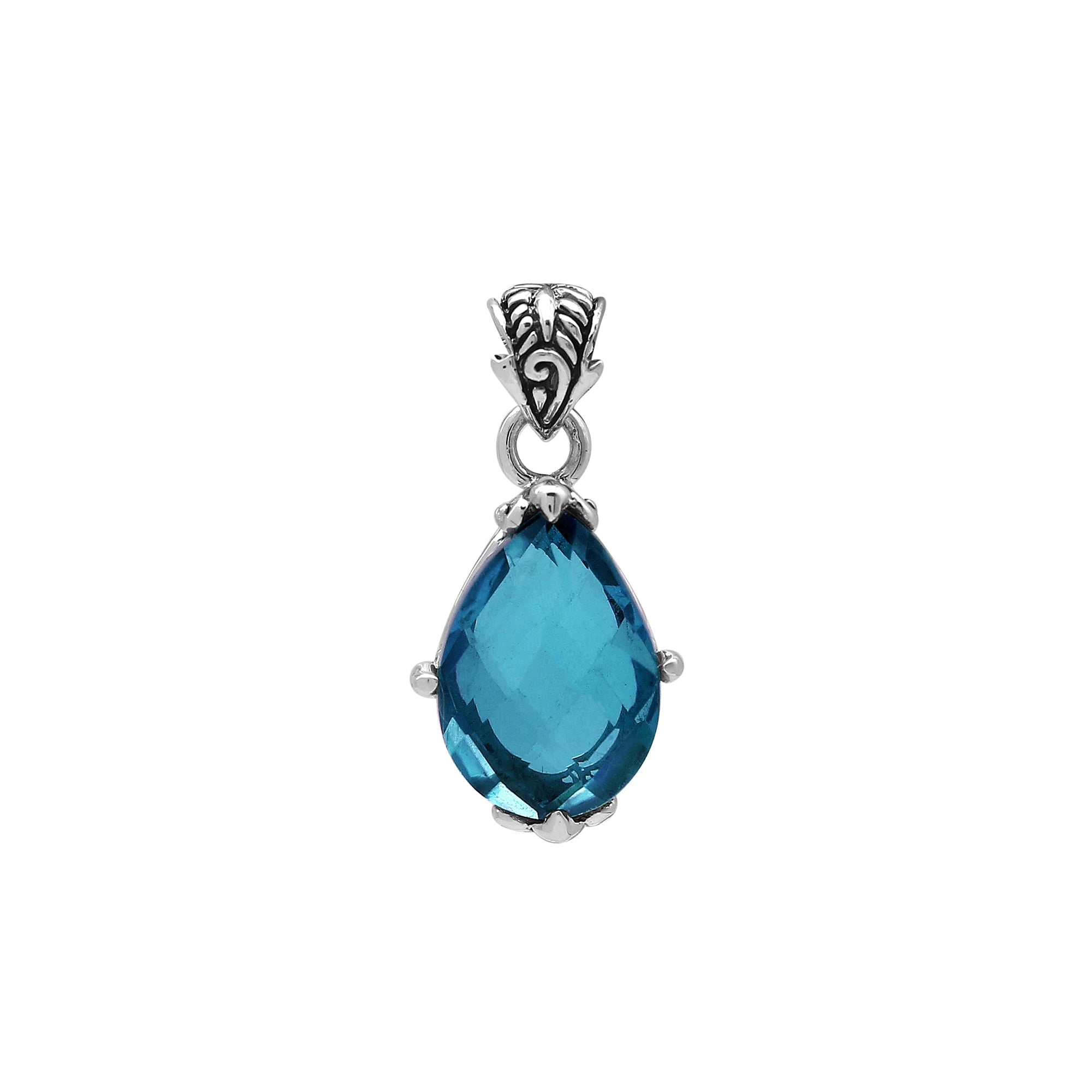 AP-8103-LBT Sterling Silver Pendant With London Blue Topaz Q.