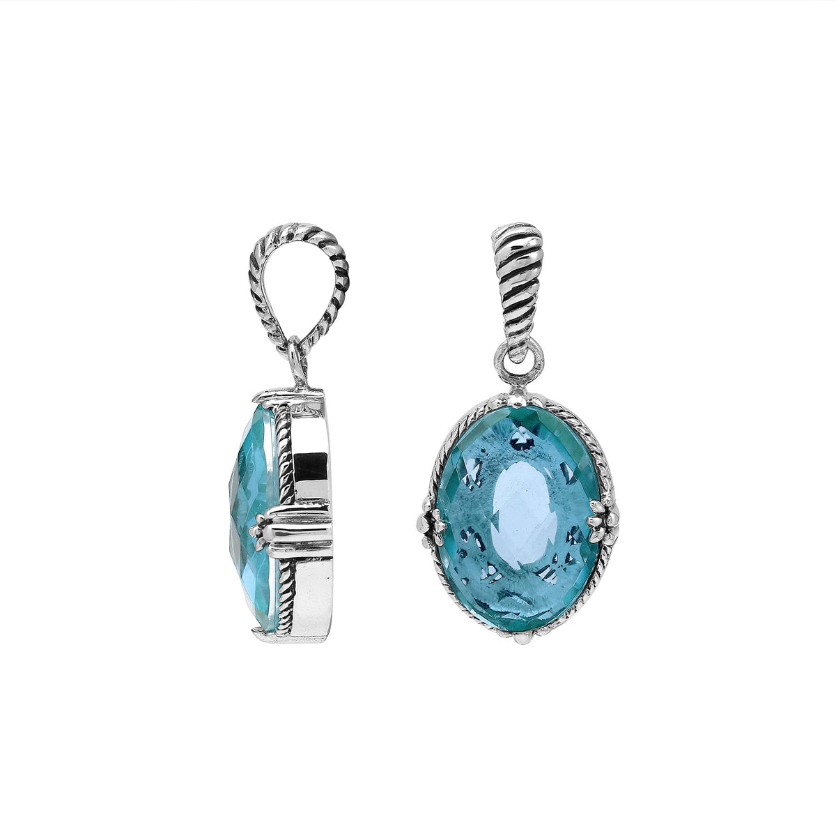 AP-8105-BT Sterling Silver Pendant With Blue Topaz Q.
