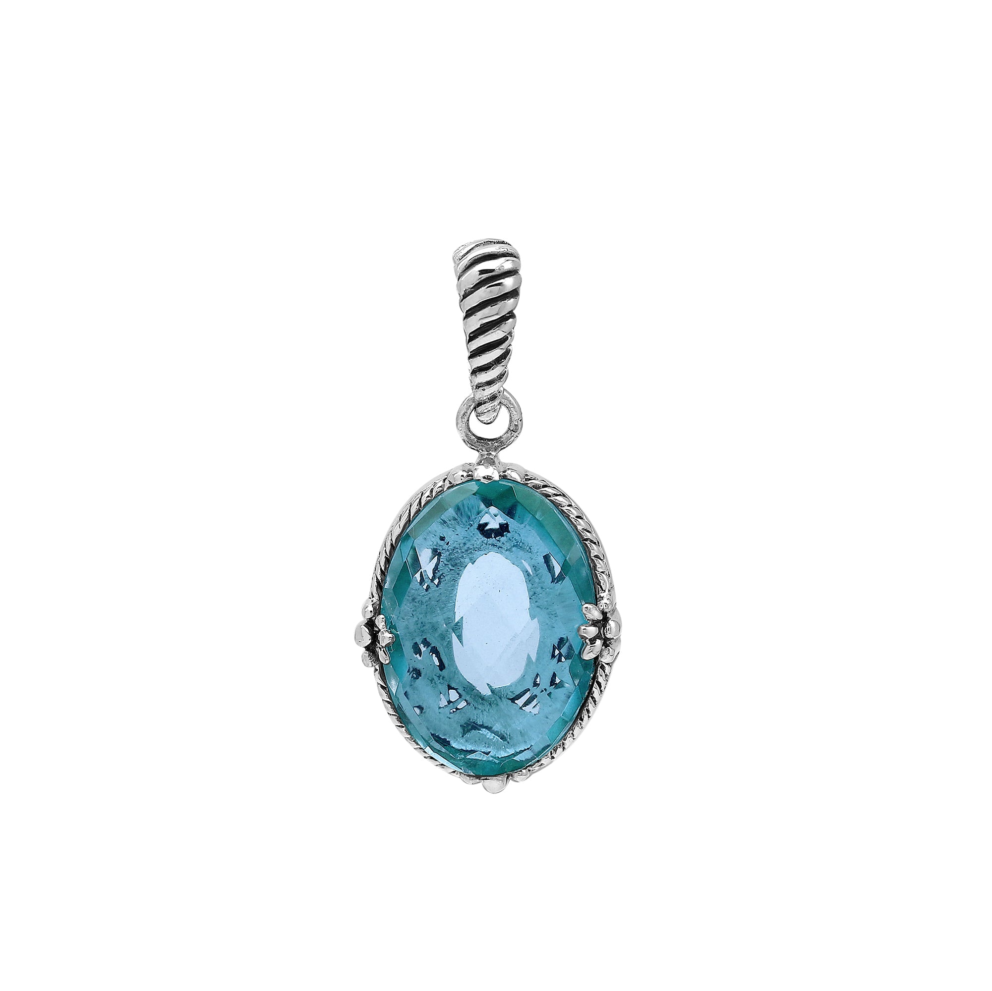 AP-8105-BT Sterling Silver Pendant With Blue Topaz Q.