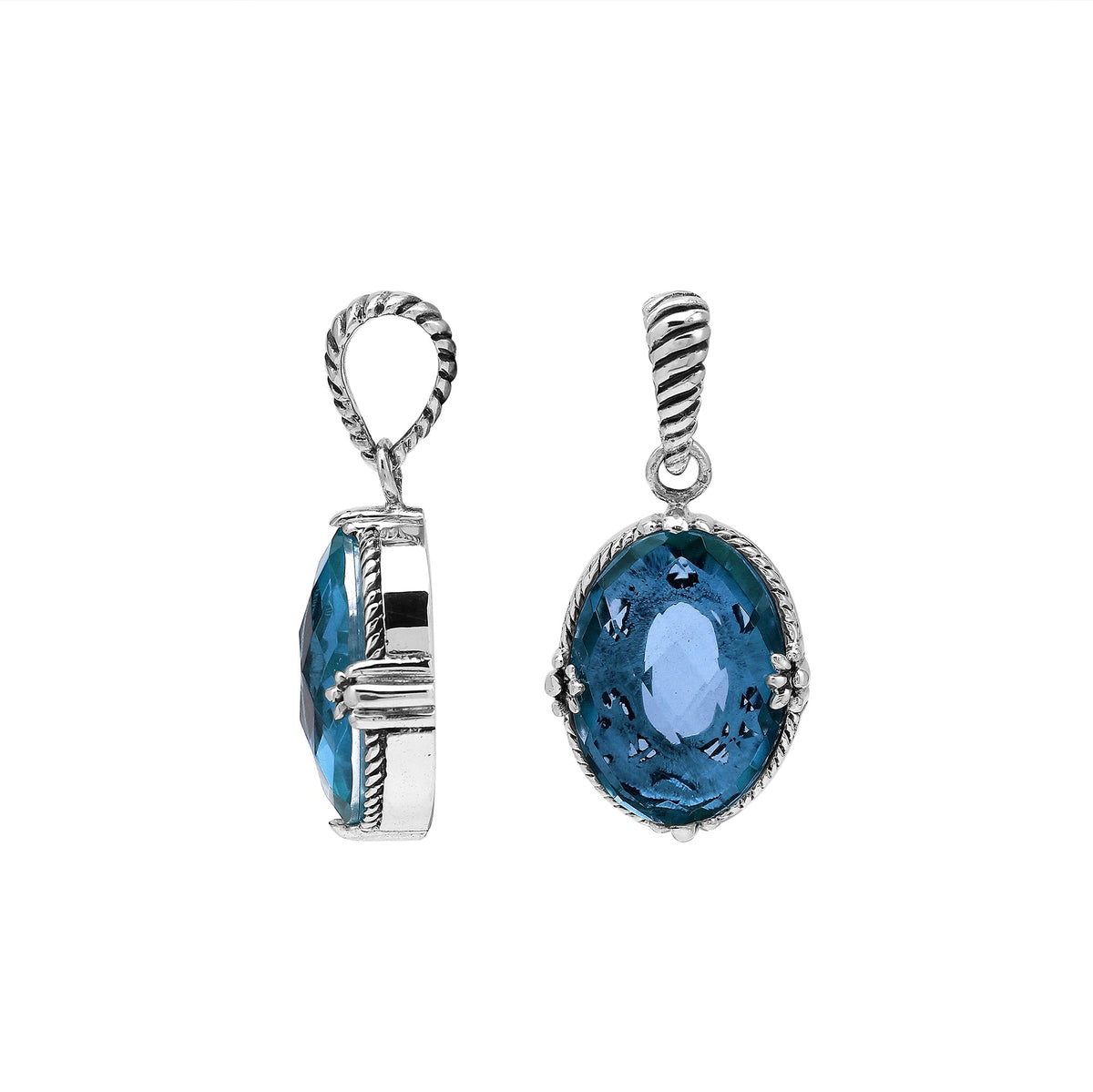AP-8105-LBT Sterling Silver Pendant With London Blue Topaz Q.