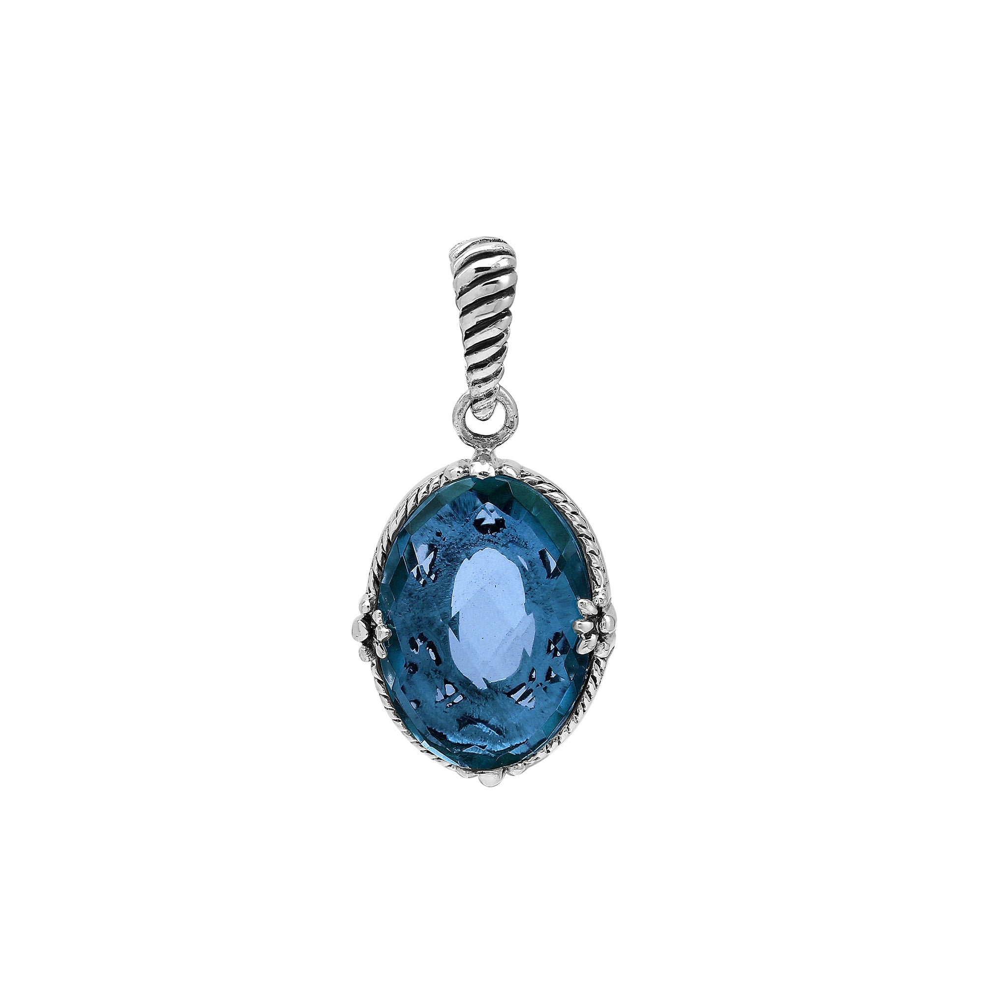 AP-8105-LBT Sterling Silver Pendant With London Blue Topaz Q.