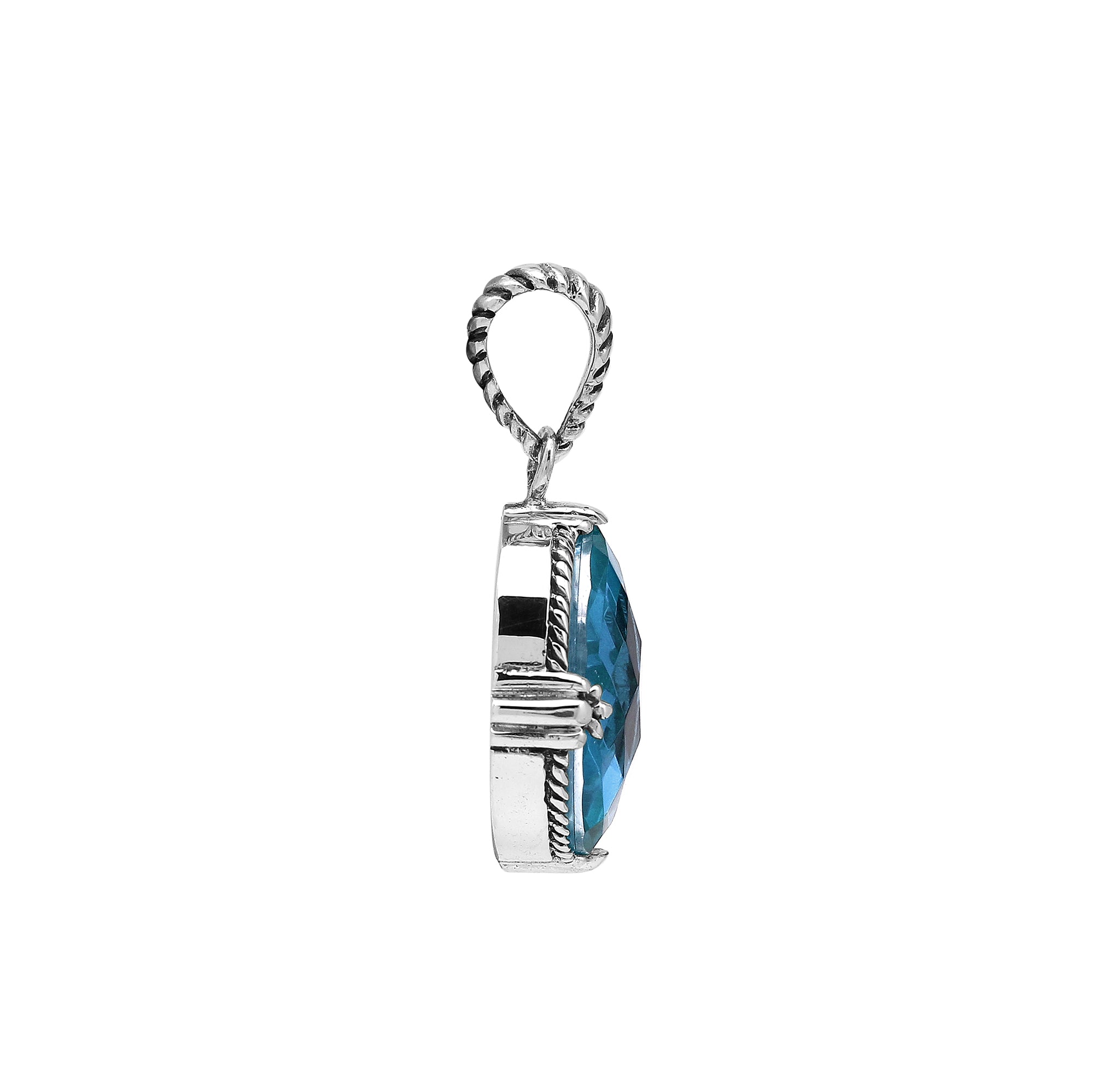 AP-8105-LBT Sterling Silver Pendant With London Blue Topaz Q.
