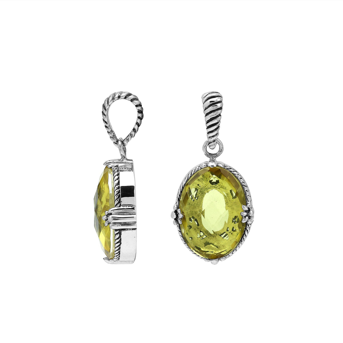 AP-8105-LQ Sterling Silver Pendant With Lemon Quartz