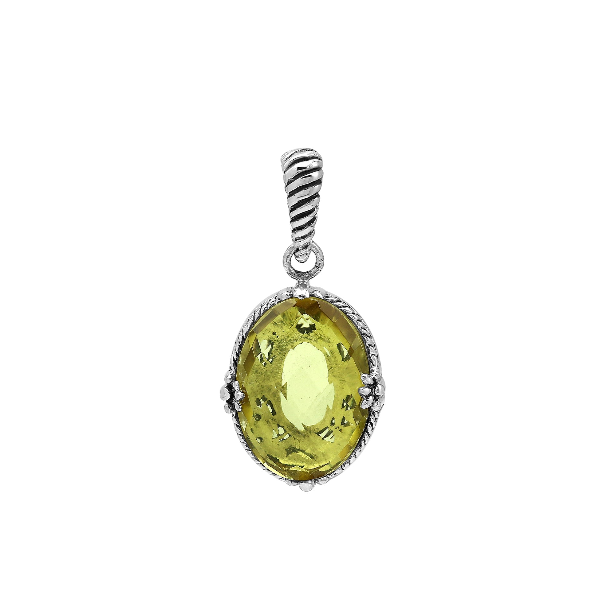 AP-8105-LQ Sterling Silver Pendant With Lemon Quartz
