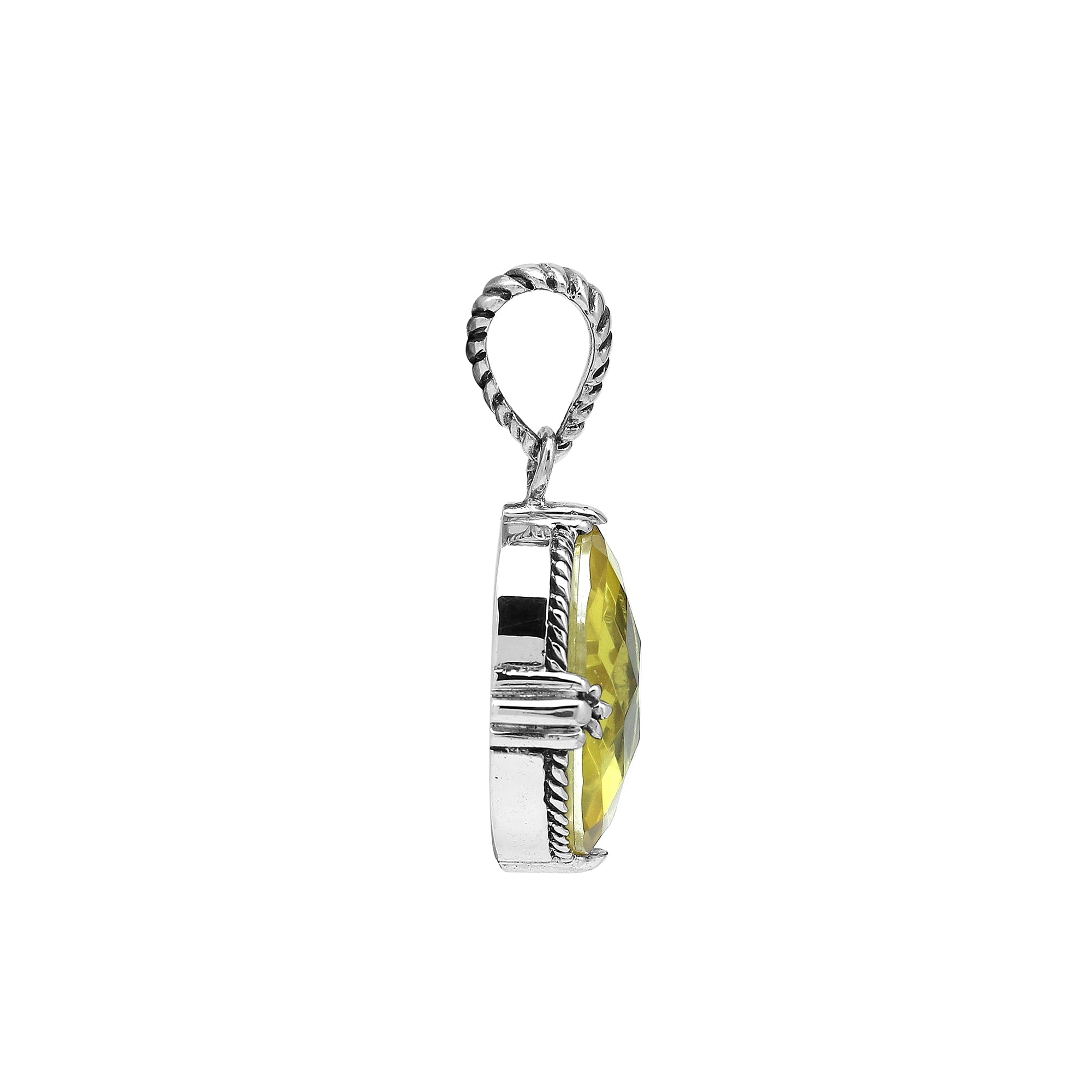 AP-8105-LQ Sterling Silver Pendant With Lemon Quartz